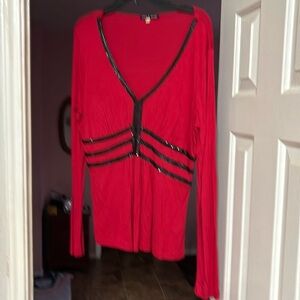 Cable & Gauge red sequence long sleeves top for casual or evening wear.